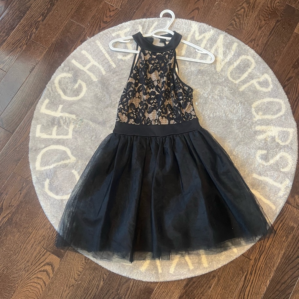 Emerald Sundae Gold and Black Sequin Halter Mini Dress